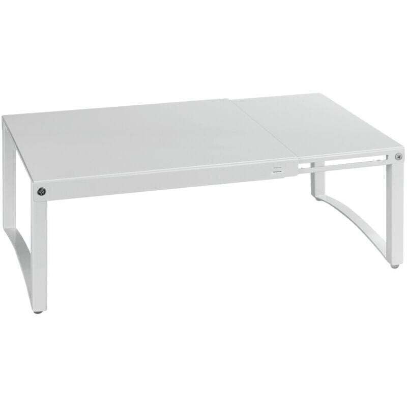 Etagère télescopique à poser , Etagère cuisine, Extensible de 30 à 54 cm, Pieds antiglisse anti rayures, Jusqu'à 10 kg, Fer, L30-54xH15 cm, Blanc
