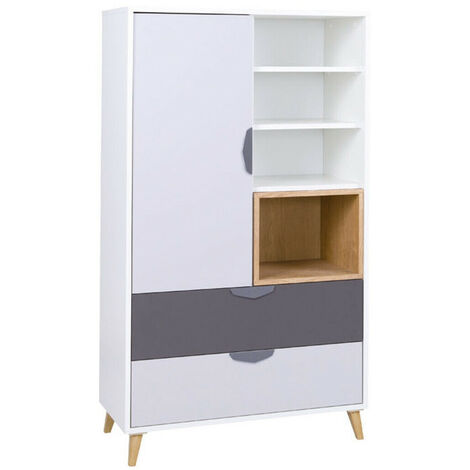 Etagère Toledo G104 , Avec des portes, Avec tiroirs, Stratifié, 140x80x40cm, Gris, Lefka chêne, Blanc, Graphite