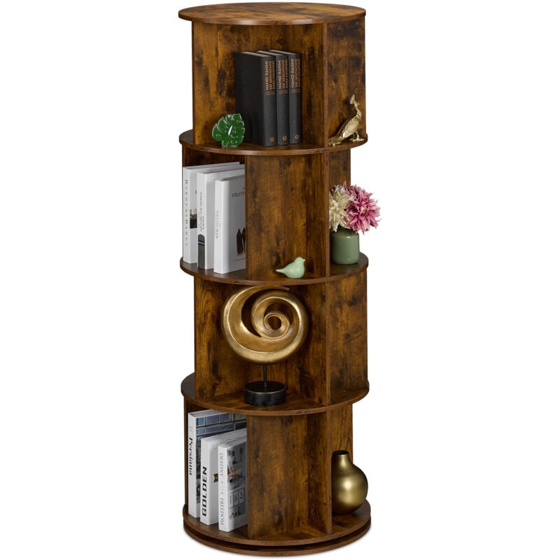 Relaxdays - Petite bibliothèque, avec 20 compartiments, style industriel, pour livres et dvd, h x d : 137 x 50 cm, marron