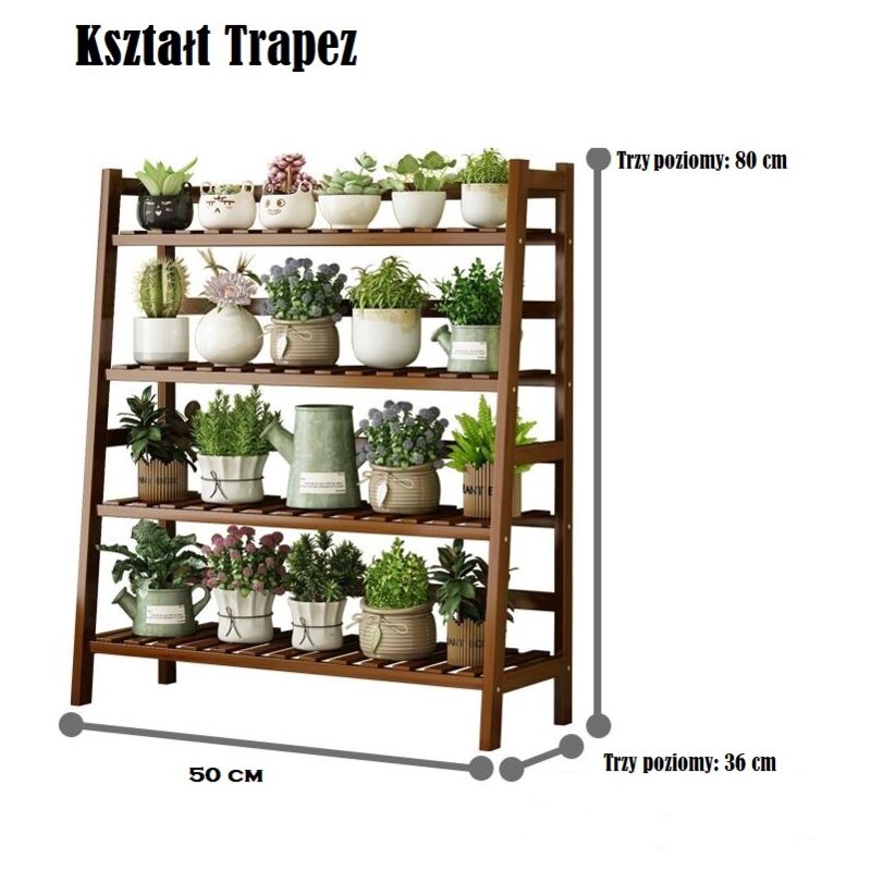Étagère trapézoïdale à plusieurs niveaux, support de fleurs/support de fleurs à 3 niveaux, 50 cm