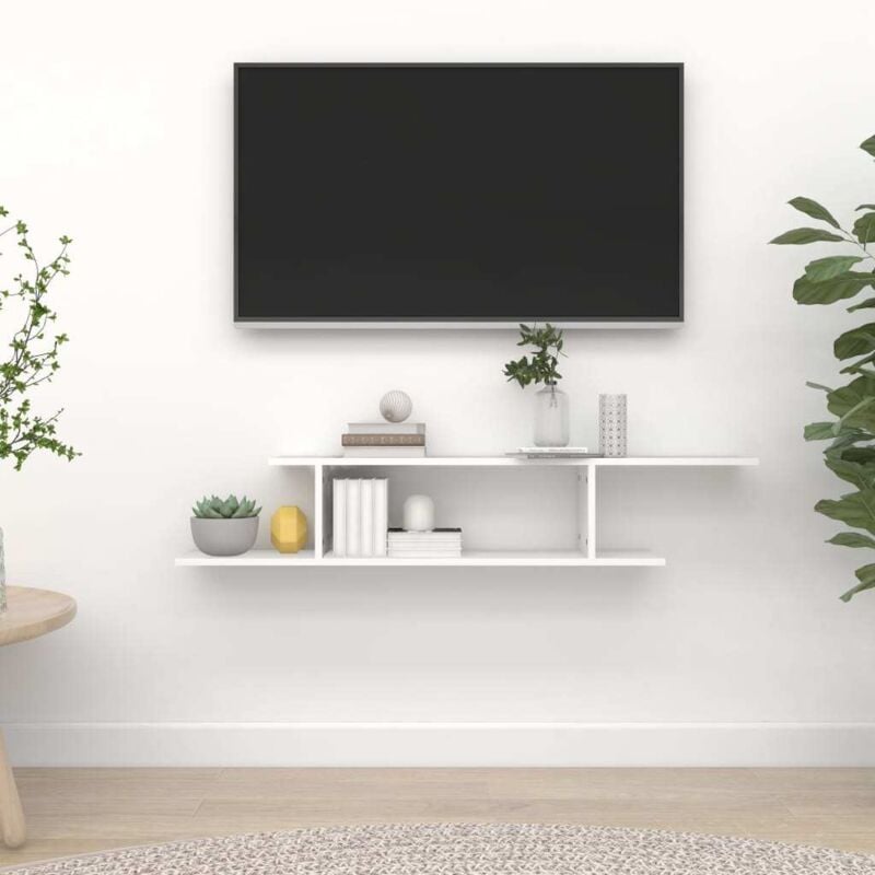 Étagère TV murale Blanc 125x18x23 cm Aggloméré