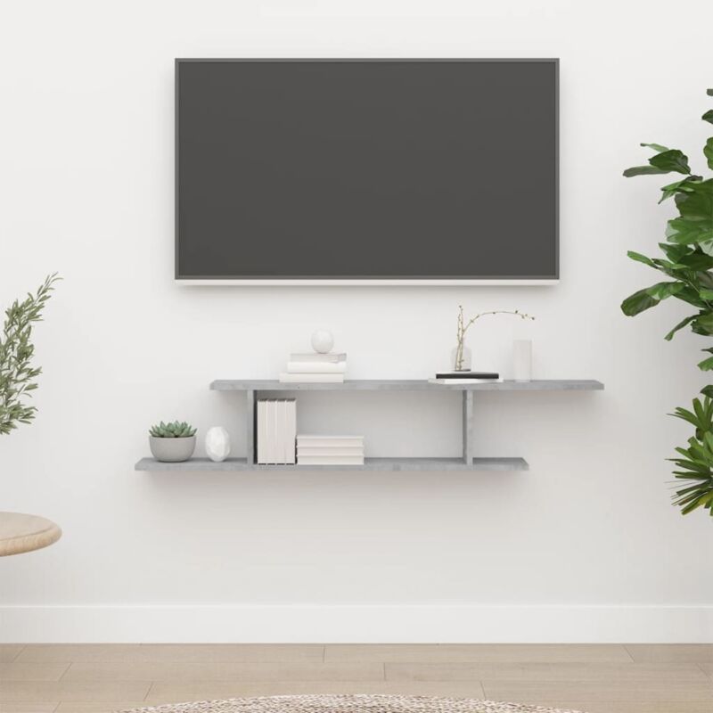 Tagère tv murale Gris béton 125x18x23 cm Bois d'ingénierie Vidaxl