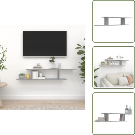 Étagère TV murale Sonoma gris 125x18x23 cm Bois d'ingénierie - Étagère Murale - Étagère Tv - Meuble Tv - Rangement Mural - Décoration Murale