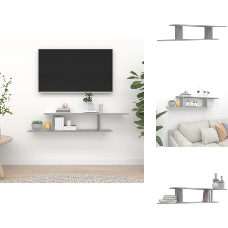Étagère TV murale Sonoma gris 125x18x23 cm Bois d'ingénierie - Étagère Murale - Étagère Tv - Meuble Tv - Rangement Mural - Décoration Murale