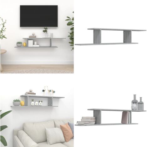 Étagère TV murale Sonoma gris 125x18x23 cm Bois d'ingénierie - Étagère Murale - Étagère Tv - Meuble Tv - Rangement Mural - Décoration Murale - Home & Living