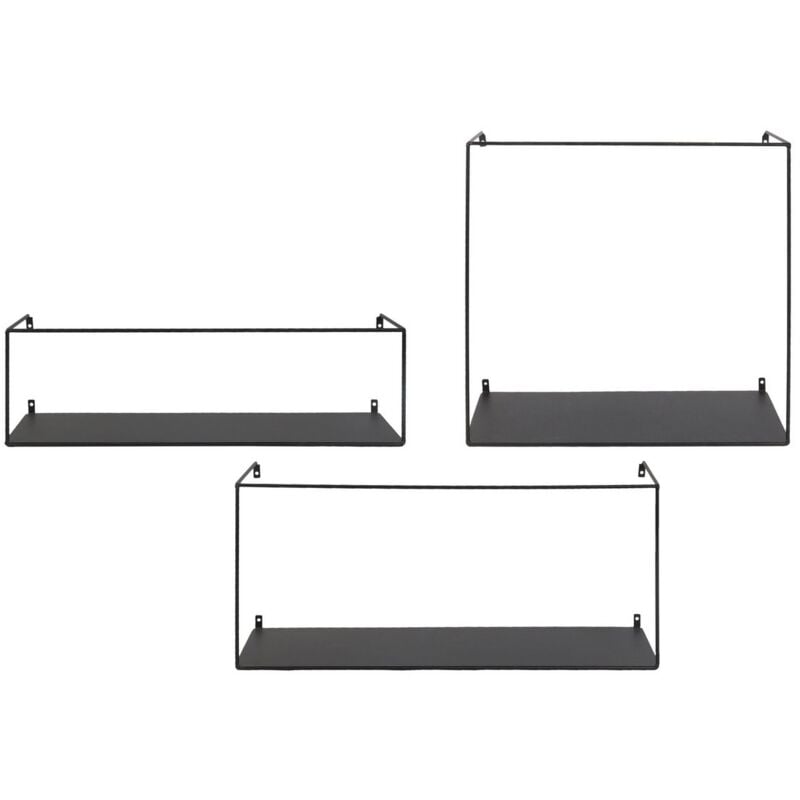 Epikasa - tagère Ulmo, Métal, Noir, 50x20x20 cm