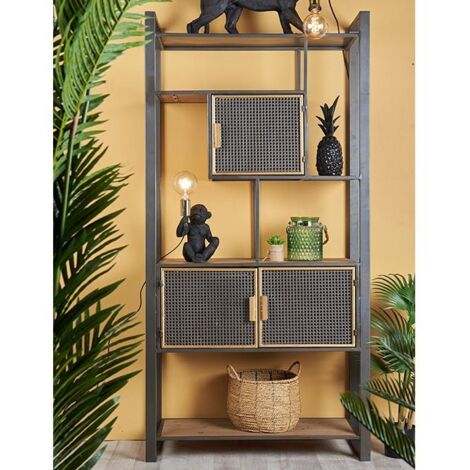 Etagère vitrine en cannage métallique ATELIER