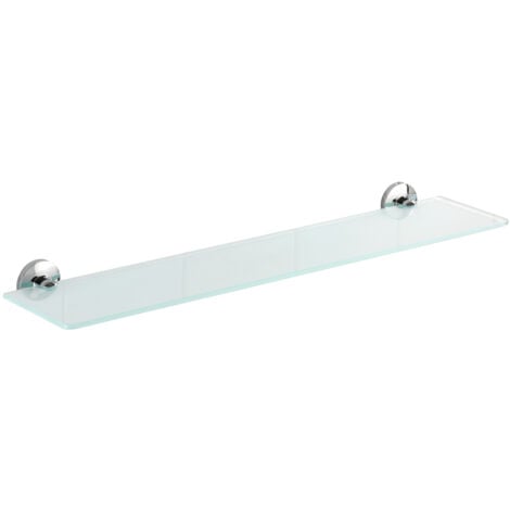 Étagère WENKO Cuba shine 60 cm en verre sans perçage étagère salle de bain chromée design support mural rangement accessoires salle de bain élégante étagère murale salle de bain 100% rostfrei