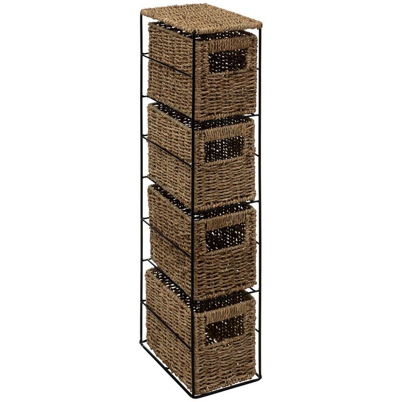5five Simply Smart - tagère avec 4 paniers vannerie en roseau naturel - 5five