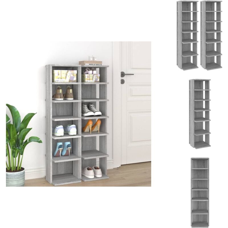 Vidaxl - tagères à chaussures 2 pcs Sonoma gris 27,5x27x102 cm - Etagere Chaussure - Meuble Rangement Chaussures - Organiseur Chaussures - Rangement