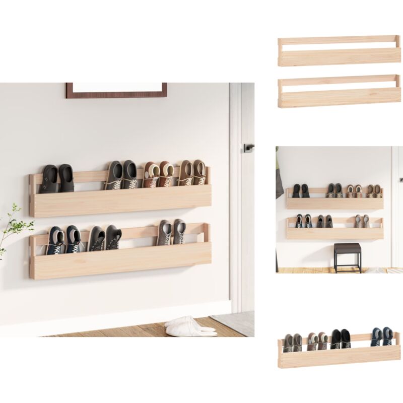 Vidaxl - tagères à chaussures murales 2 pcs 110x9x23 cm Pin massif - Étagères à Chaussures - Rangement Chaussures - Organisateur Chaussures - Meuble