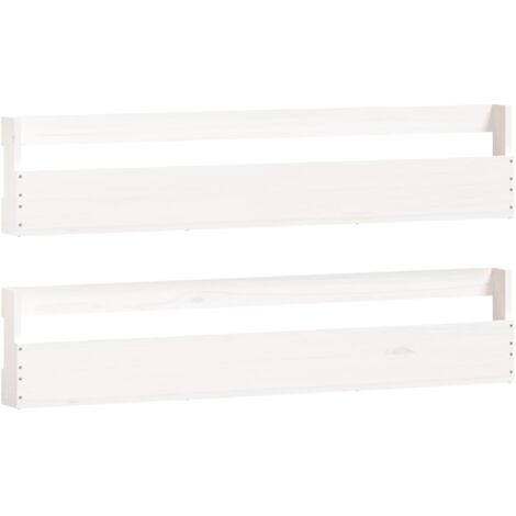 Étagères à chaussures murales 2 pcs  Étagères flottantes Blanc 110x9x23cm Pin massif