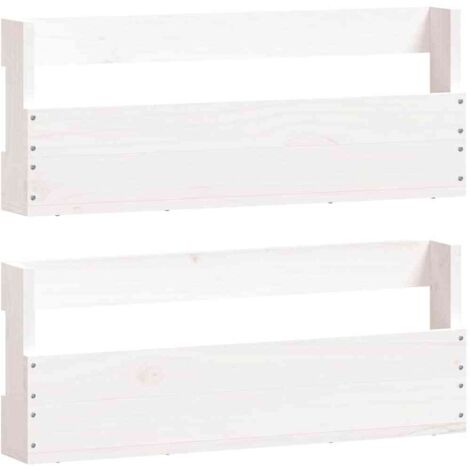 Étagères à chaussures murales 2 pcs  Étagères flottantes Blanc 59x9x23 cm Pin massif