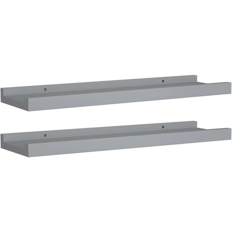Étagères à rebord pour cadre photo 2 pcs Gris 40x9x3 MDF