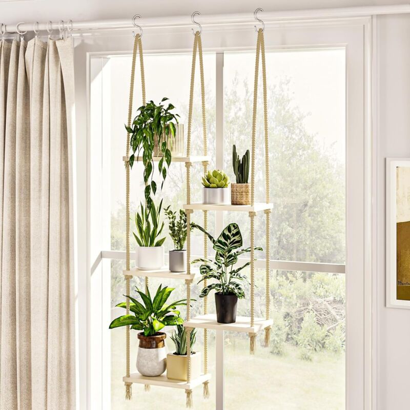 Étagères à suspendre pour plantes d'intérieur en bois - Étagère murale pour rebord de fenêtre - Support pour plantes d'intérieur - Décoration de