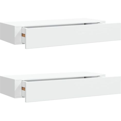 Étagères à tiroirs murales 2 pcs Étagères flottantes Blanc 60x23,5x10 cm MDF