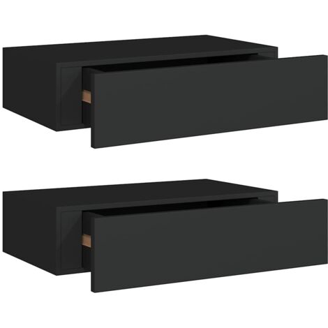 Étagères à tiroirs murales 2 pcs  Étagères flottantes noir 40x23,5x10 cm MDF