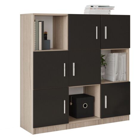 Étagère bibliothèque design ebisu l140x177,4cm bois clair et blanc