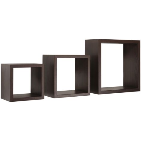 Étagères carrées murales lot de 3 cubes modulaires mod. rubic wengé