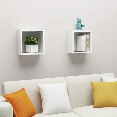 Étagères cube murales 2 pcs Blanc 30x15x30