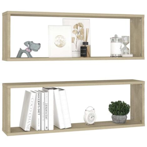 Étagères cube murales 2 pcs Chêne sonoma 80x15x26,5 Bako