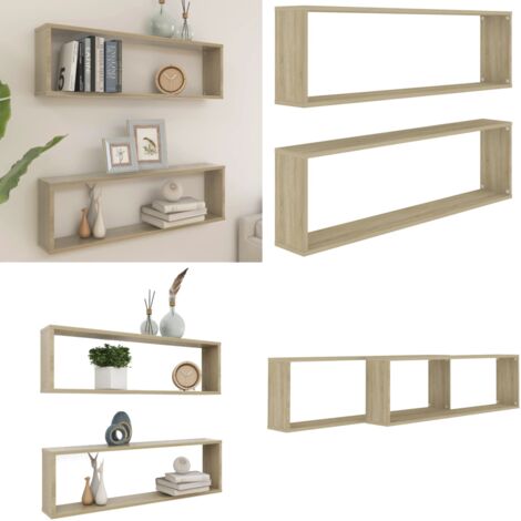 Étagères cube murales 2 pcs chêne sonoma bois d'ingénierie - Etagere Murale - Etageres Murales - Étagère Cube - Étagères Cubes - Décoration Murale - Home & Living