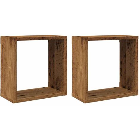 Étagères cube murales 2 pcs  Étagères flottantes vieux bois 30x15x30 cm