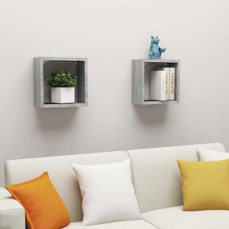 Étagères cube murales 2 pcs Gris béton 30x15x30
