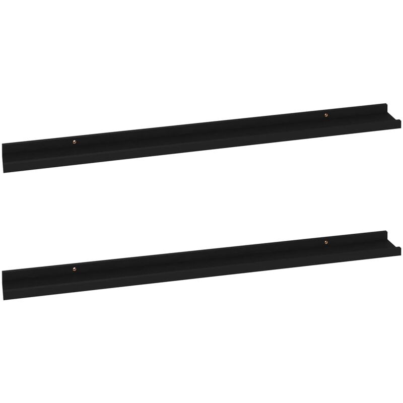 Jinlefu - inlife Étagères murales 2 pcs Noir 100x9x3 cm