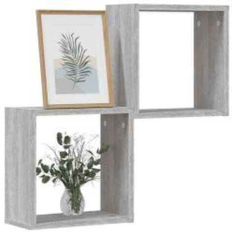 Étagères cube murales 2 pcs sonoma gris 30x15x30