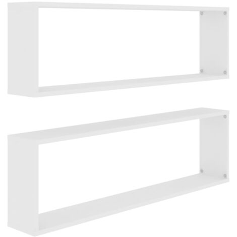 Étagères cube murales 2 pcs，Étagère flottante blanc 100x15x30cm bois d'ingénierie CFW79896