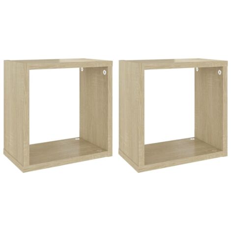 Étagères cube murales 2 pcs，Étagère flottante Chêne sonoma 26x15x26 cm CFW92650