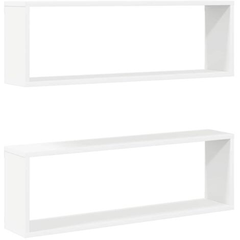 Étagères cube murales 2pcs  Étagères flottantes Blanc 80x15x26,5cm bois d'ingénierie