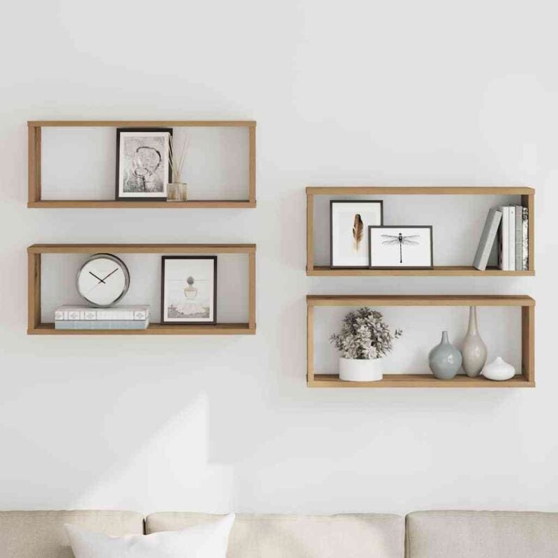 Vidaxl - tagères cube murales 4 pcs chêne artisanal 60x15x23 cm