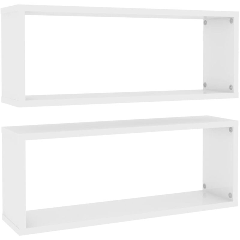 Vidaxl - tagères murales cube 2 pcs Blanc brillant Bois d'ingénierie