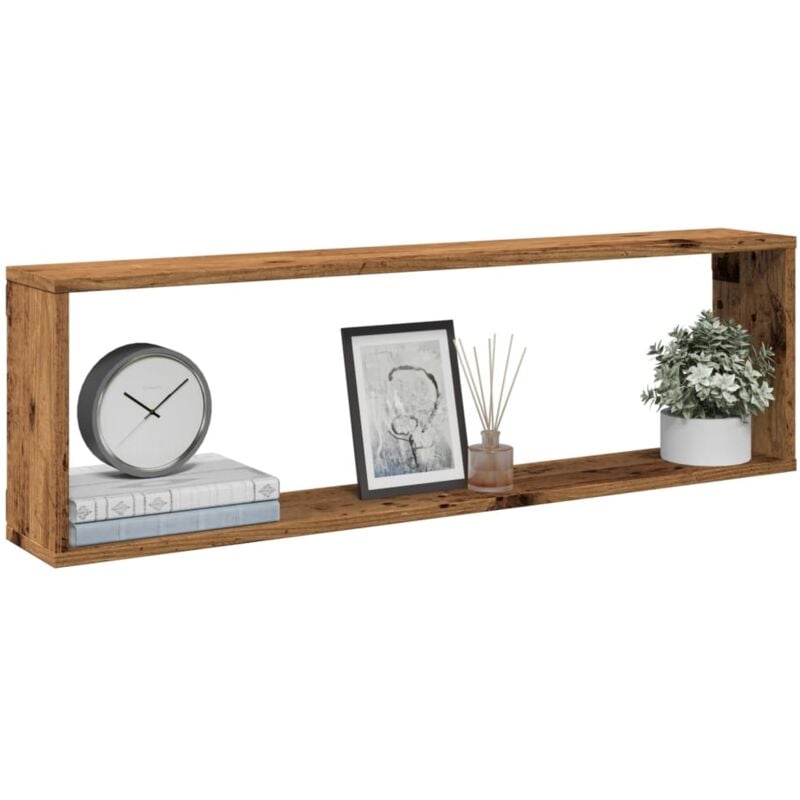 Vidaxl - tagères cube murales 2 pcs vieux bois 100x15x30 cm