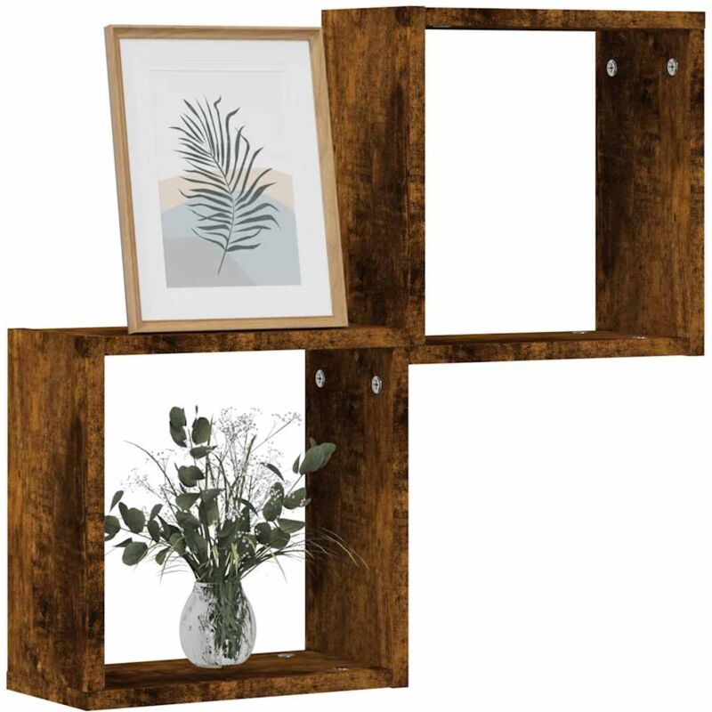 Vidaxl - tagères murales sous forme de cube 2 pcs chêne fumé 30x15x30cm