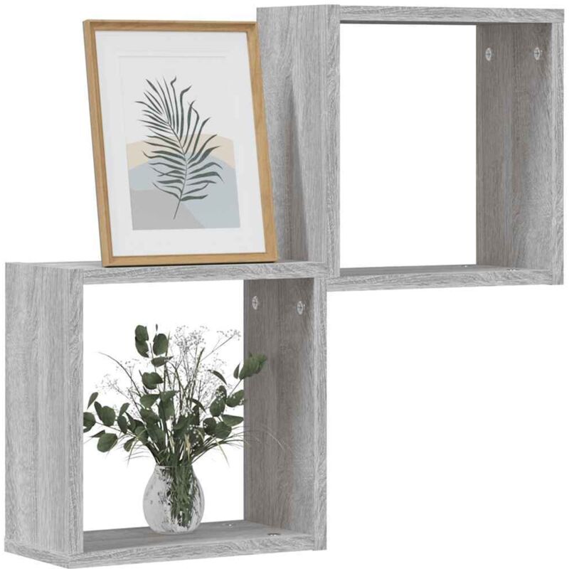 vidaXL Étagères cube murales 2 pcs sonoma gris 30x15x30 cm