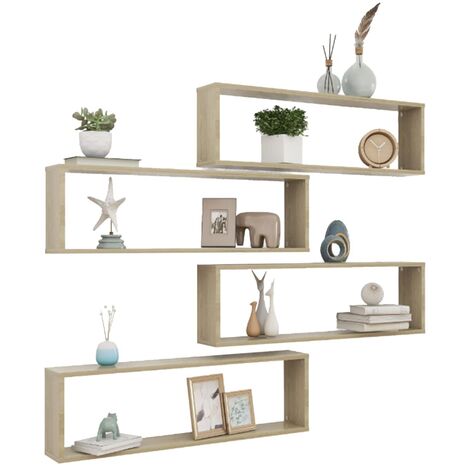 Étagères cube murales 4 pcs Chêne Sonoma 100x15x30