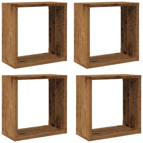 Étagères cube murales 4 pcs  Étagères flottantes vieux bois 30x15x30 cm