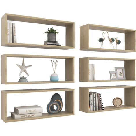 Étagères cube murales 6 pcs Chêne sonoma 60x15x23
