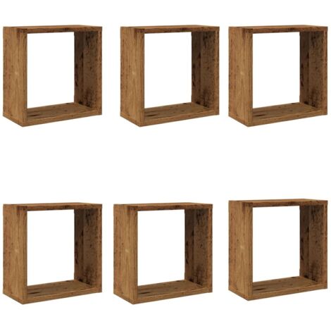 Étagères cube murales 6 pcs  Étagères flottantes vieux bois 30x15x30 cm