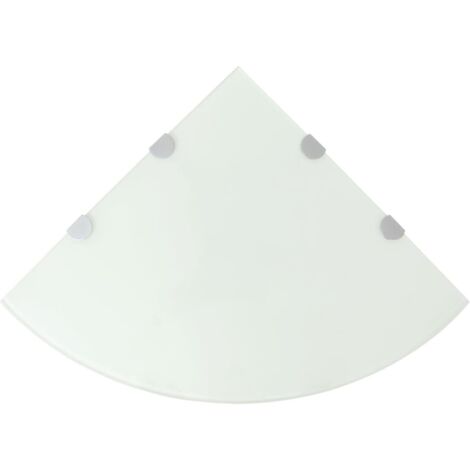 Étagères d'angle 2 pcs et supports chromés Verre Blanc 45x45 cm