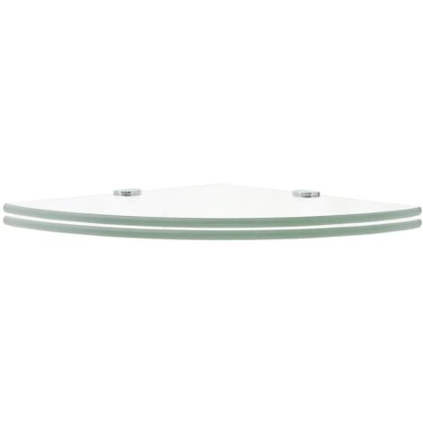 Étagères d'angle 2 pcs  Étagères flottantes et supports Verre Transparent 25x25 cm
