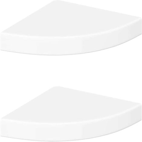 Étagères d'angle flottantes 2 pièces Blanc brillant 25 x 25 x 3,8 cm MDF