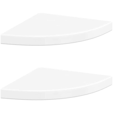 Étagères d'angle flottantes 2pcs blanc brillant 35x35x3,8cm MDF