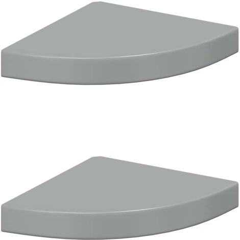 Étagères d'angle flottantes 2pcs gris brillant 25x25x3,8cm MDF