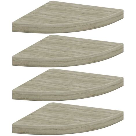 Étagères d'angle flottantes 4 pcs chêne 35x35x3,8 cm MDF