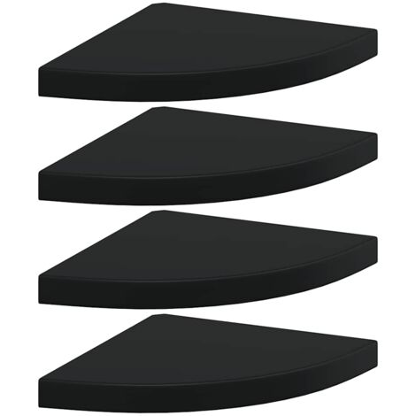 Étagères d'angle flottantes 4 pcs noir 35x35x3,8 cm MDF