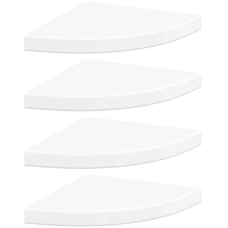 Étagères d'angle flottantes 4pcs blanc brillant 35x35x3,8cm MDF